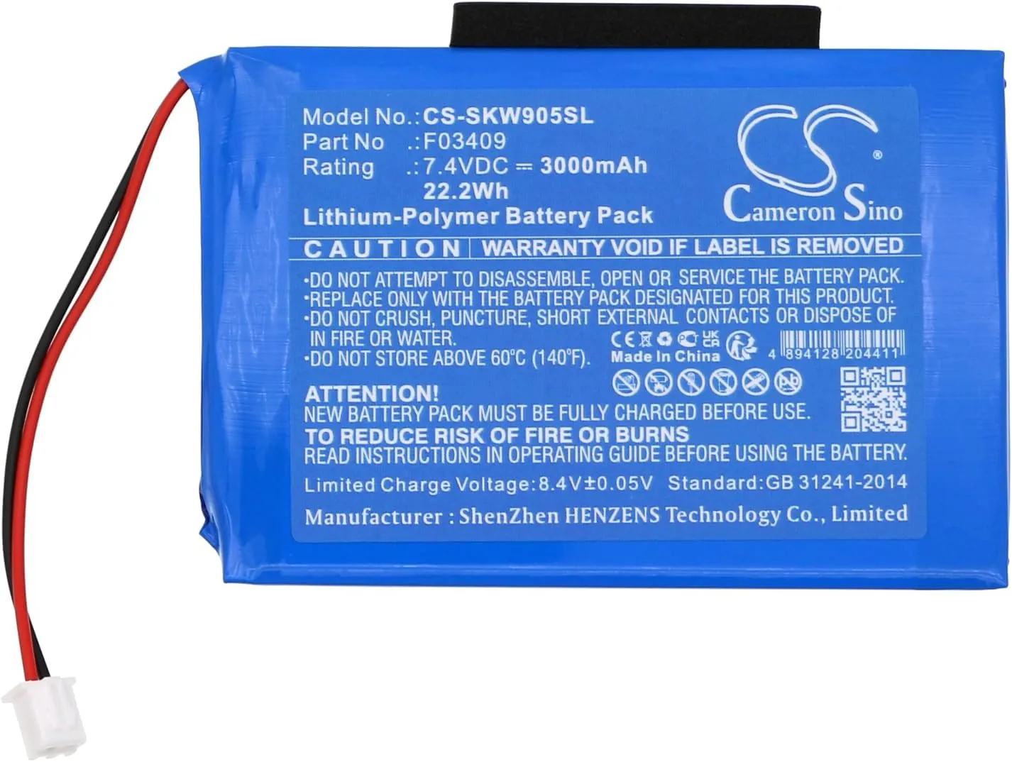 CS Cameron Sino 3000mAh Replacement Battery for Satlink WS-6902, WS-6905, ws-6905 only SE Version, WS-6906, ws-6906 only SE Version, WS-6908, WS-6909, WS-6912, WS-6912 Digital SatelliteFinde, F03409