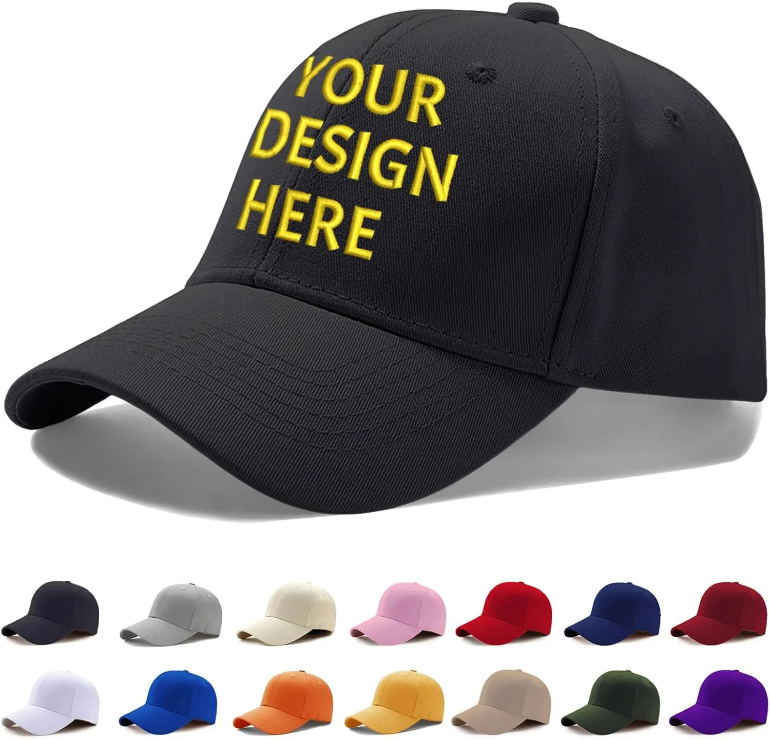 Custom Baseball Cap with Embroidery Text Logo and Print Photo,Image, Personalized Adjustable Summer Sun Hat Unisex