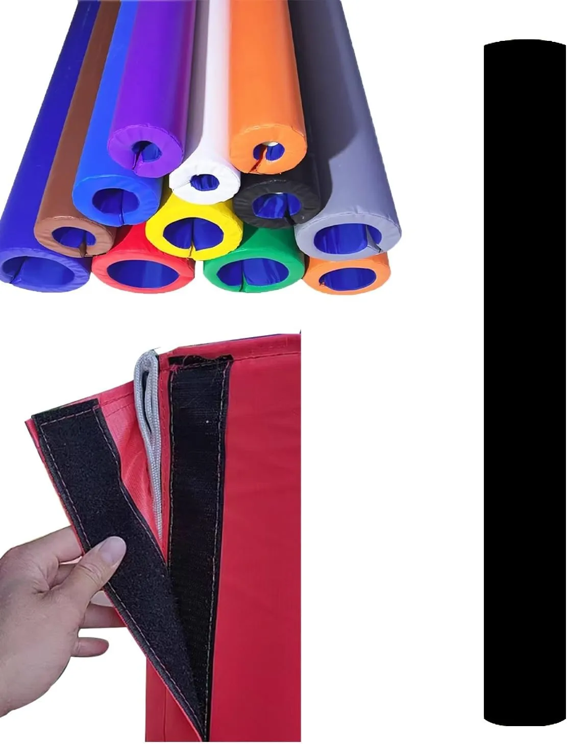 Custom Basketball Pole Padding with Velcro Straps, 183cm Safety Poles Pad for Basement Garage Playground, Wrap Around Pole Cover Shock Absorbing(Black,Dia 6inch(0.5ft))