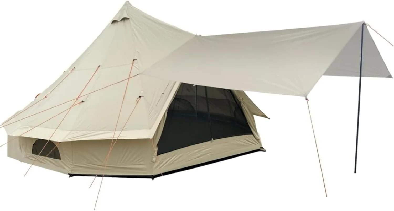 DANCHEL OUTDOOR B2A Roomy 4 Season Hot Tent w/Stove Jack No Center Pole 6-8 Person, Portable Tent Tarp Sun Shelter, 16ft/5m