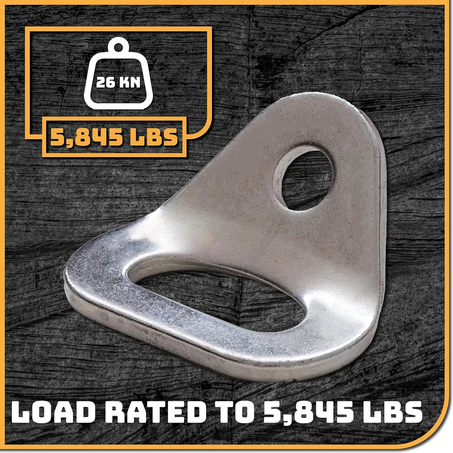 Danger Buddies 26kN Climbing Wall Bolt Hanger/Anchor/Tiedown for 3/8" Screw/Bolt Ideal for Rock Climbing and Home Gyms, Hammocks, Trailer Tie-Downs. Robust, Load-Bearing Steel Tie-Off
