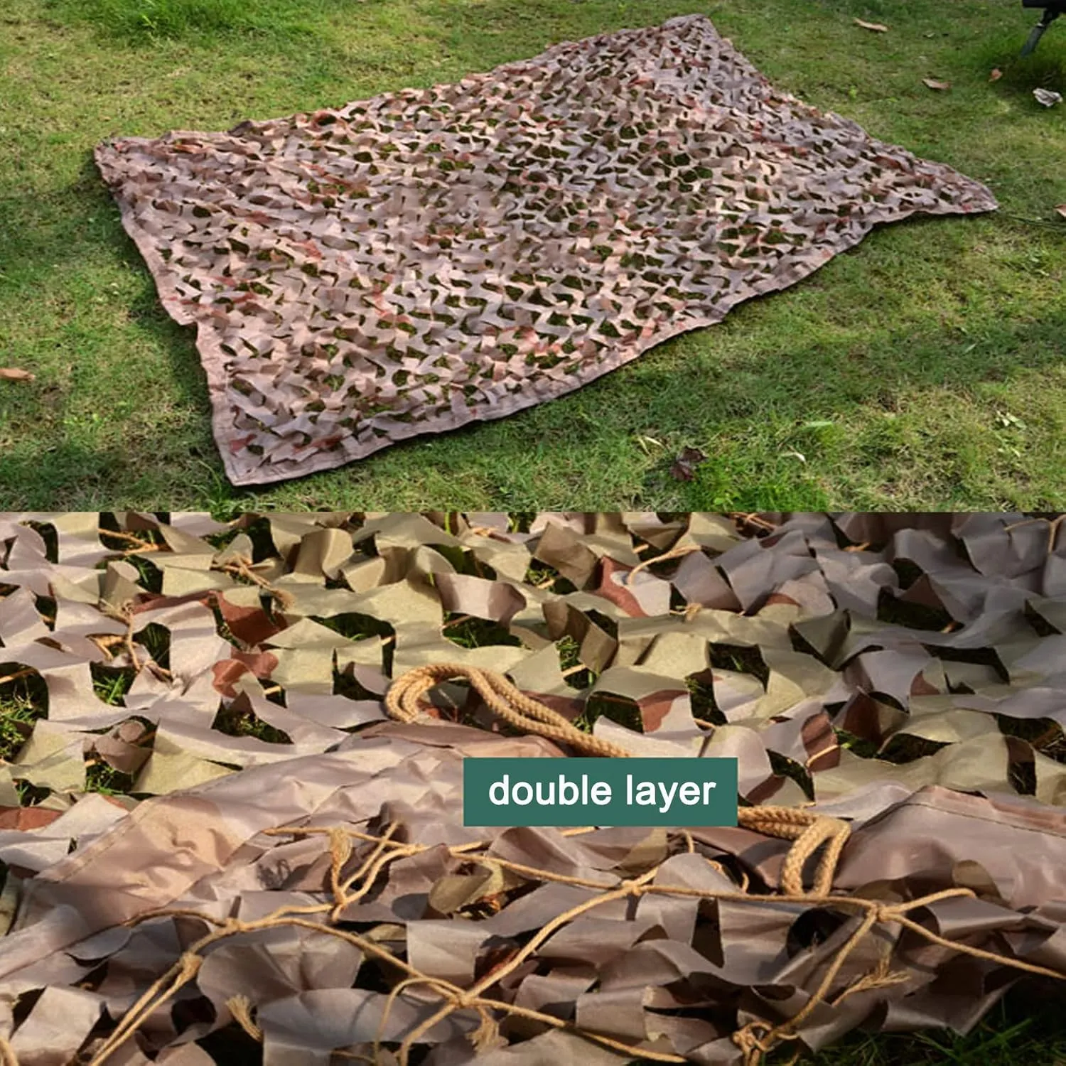 Desert Camouflage Netting,Waterproof Camo Net,Double Layer Military Net,Army Shelter,Camouflage Tarp,Lightweight Durable,for Sunshade,Decoration,Party,Camping,Hunting