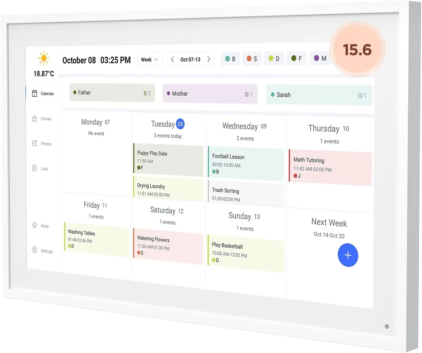 Digital Calendar: 15.6 Inch Smart Digital Calendar & Chore Chart, Full HD Interactive Touchscreen Display for Family Schedules - Include Desk Stand and Wall Mountable