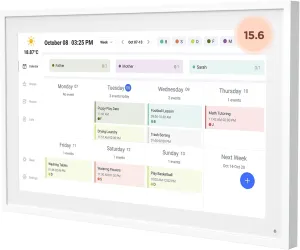 Digital Calendar: 15.6 Inch Smart Digital Calendar & Chore Chart, Full HD Interactive Touchscreen Display for Family Schedules - Include Desk Stand and Wall Mountable