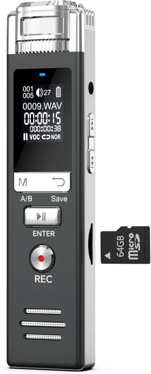 Digital Voice Recorder Audio Recording - 72GB Audio Recorder with Playback Voice Activated Recorder for Lectures Meetings Interviews Recording Device Tape Recorder with Microphone USB Cable MP3 Player