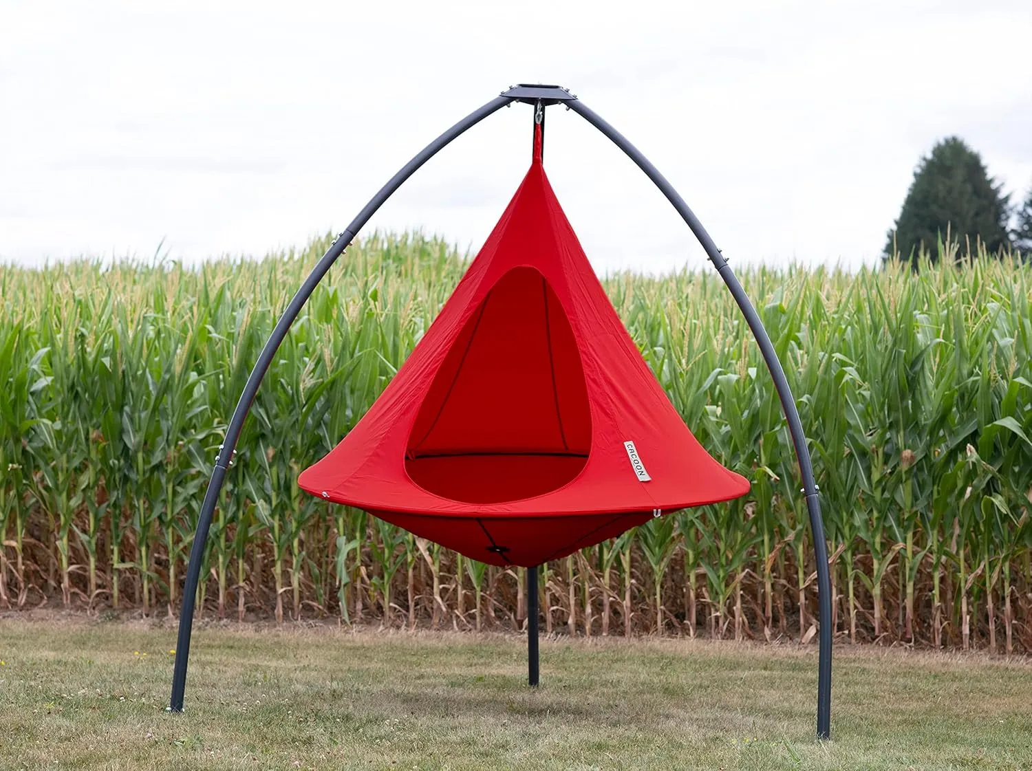 Double Cacoon Hanging Chair for Two – Cozy Indoor/Outdoor Hammock with Polyester Canvas, 440 lb Capacity, Includes 18ft Rope & Carabiner