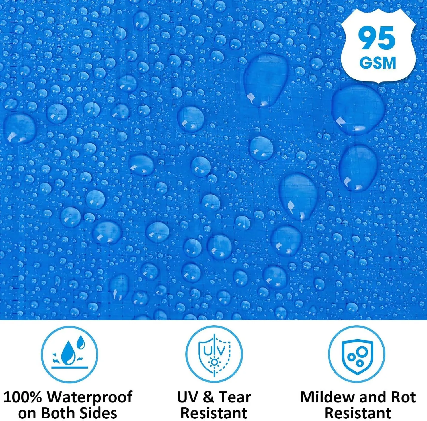 Double-Sided Waterproof Poly Tarp 15x15 Feet 5mil Thick Polyethylene Tarps, Perfect for Outdoor Use, Plastic Cover & Mat for Tent Camping Storage Boat Bikes Vehicles