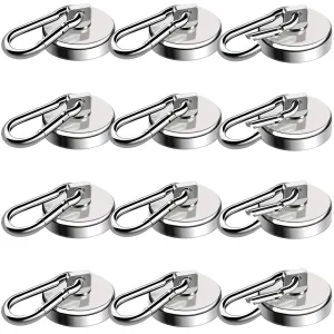 E BAVITE Carabiner Magnetic Hooks, 110LBS Strong Magnetic Hooks Heavy Duty with Swivel Carabiner Hook, for Hanging for Cruise, Garage, Kitchen, Refrigerator, Locker (12-Pack)