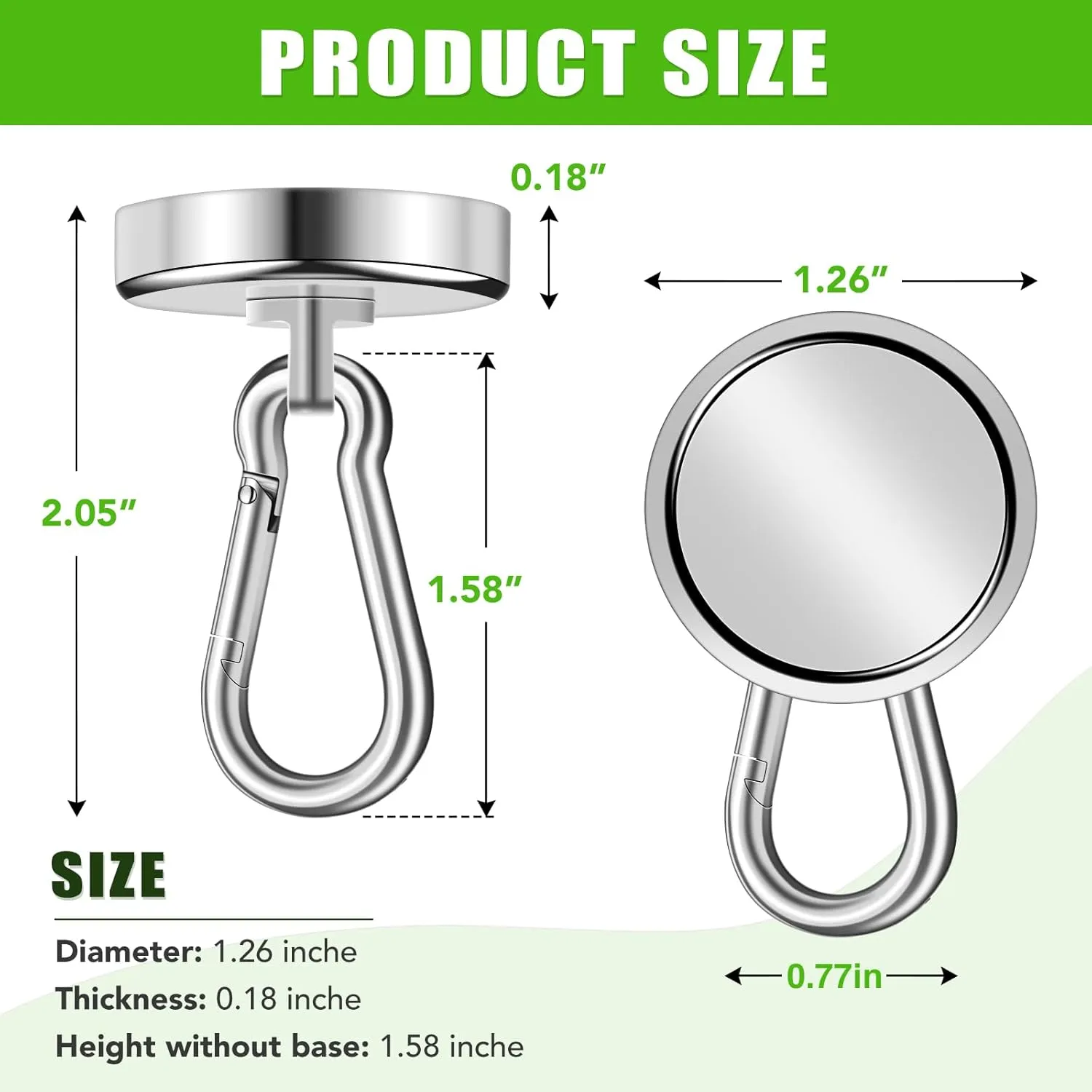 E BAVITE Carabiner Magnetic Hooks, 110LBS Strong Magnetic Hooks Heavy Duty with Swivel Carabiner Hook, for Hanging for Cruise, Garage, Kitchen, Refrigerator, Locker (12-Pack)