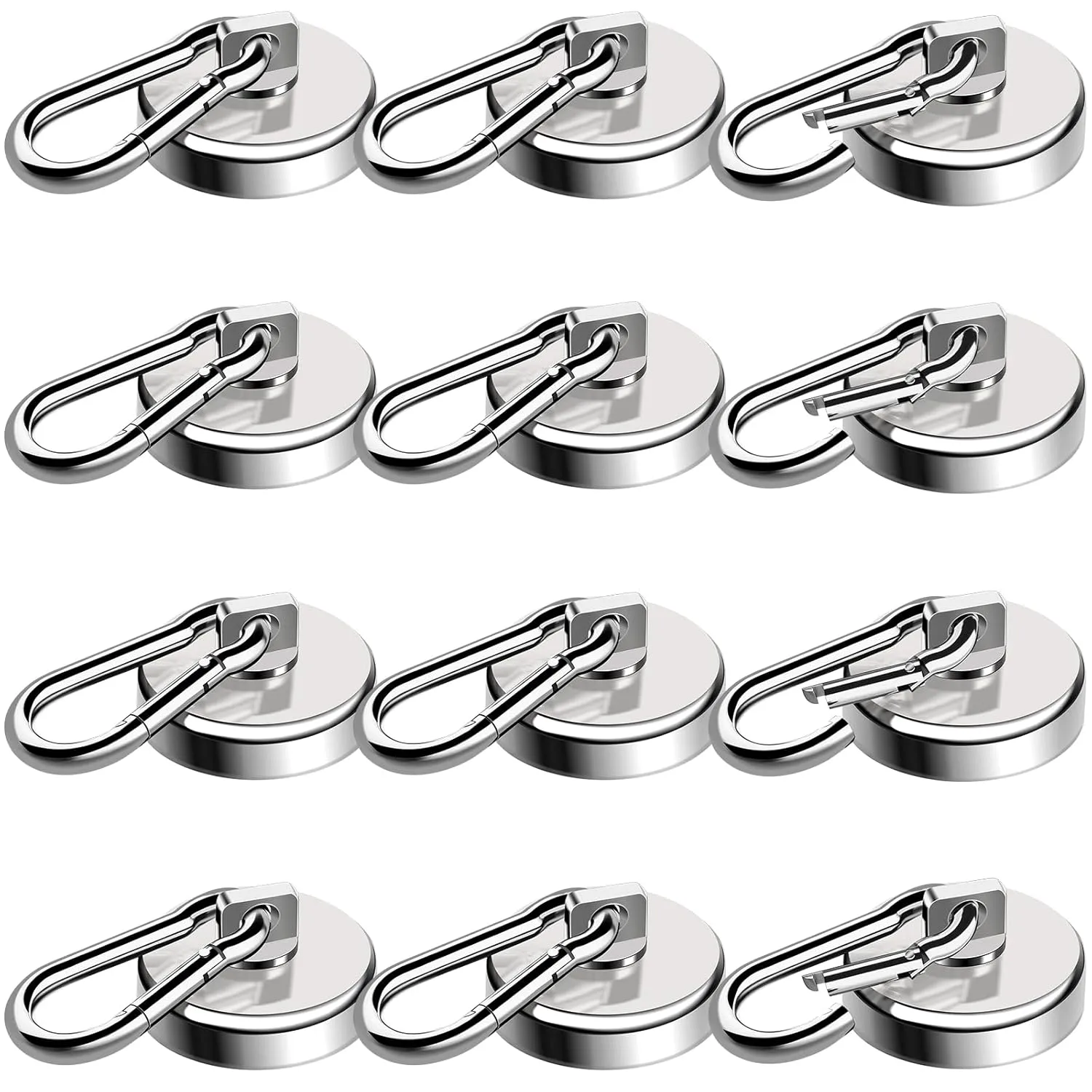 E BAVITE Carabiner Magnetic Hooks, 110LBS Strong Magnetic Hooks Heavy Duty with Swivel Carabiner Hook, for Hanging for Cruise, Garage, Kitchen, Refrigerator, Locker (12-Pack)