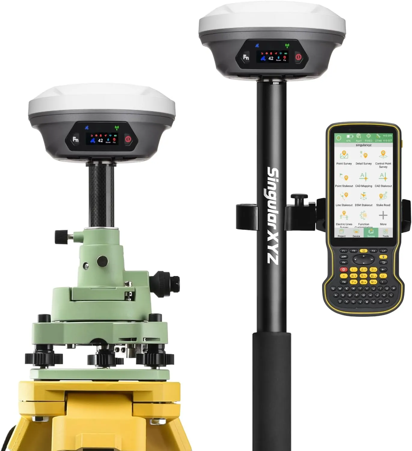 E1 Pro GNSS RTK Surveying Equipment, Over 20 Hours Endurance RTK GNSS with IMU Base & Rover, GPS RTK with Larger HD Screen and Larger Handheld Collector, 1cm Accuracy, 15km UHF Range, 60° Tilt Survey
