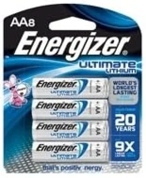 Energizer - L91BP-8 - Ultimate Lithium - AA Batteries - 8 Pack