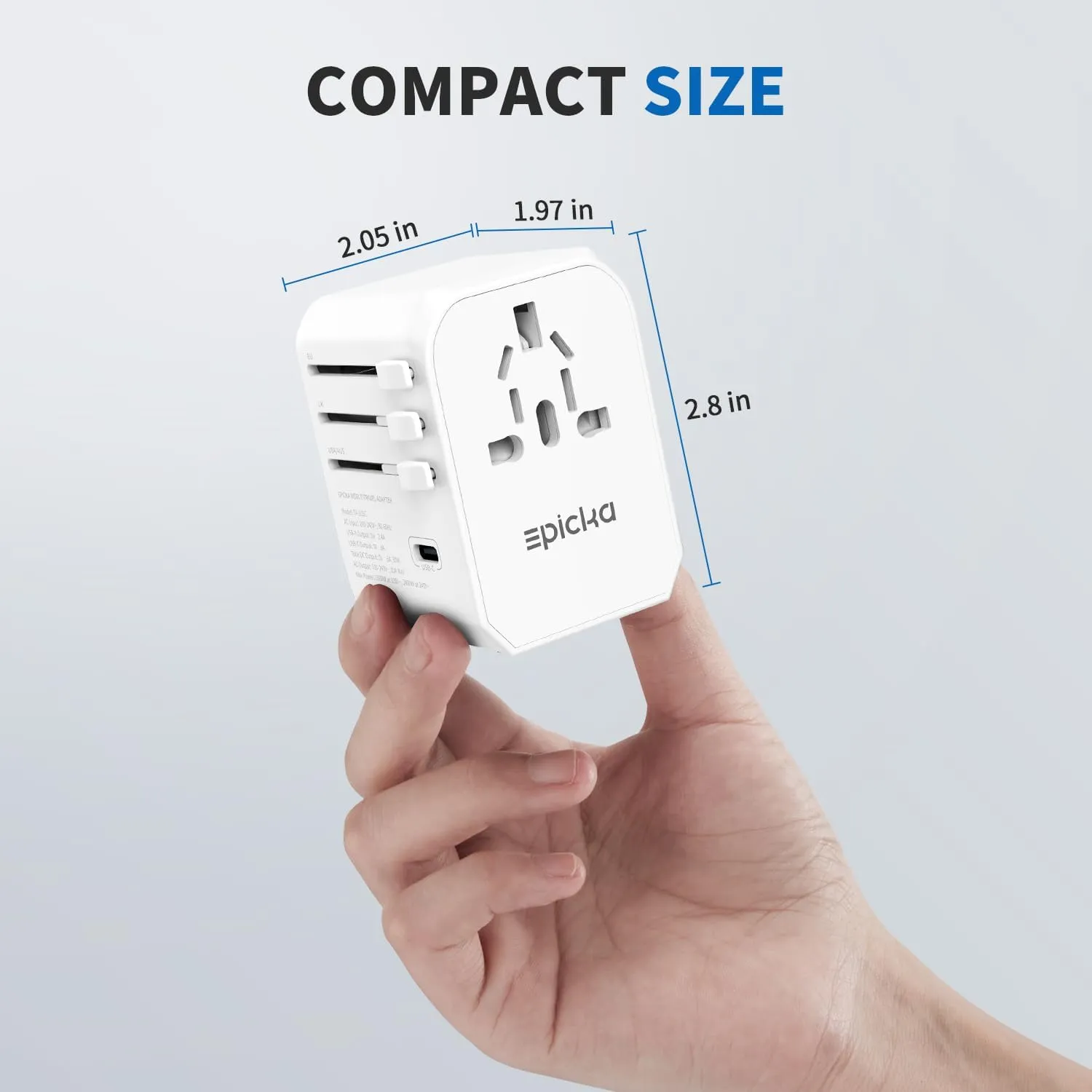 EPICKA Universal Travel Adapter, International Power Adapter with 2 USB-A & 3 USB-C Ports Wall Charger - Worldwide Travel Essentials, European Travel Plug Adapter for UK/US/AU (TA-105C, White)