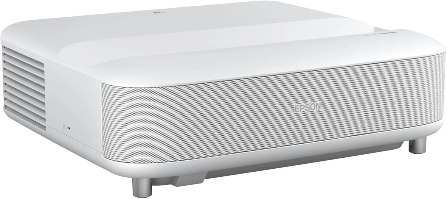 Epson EpiqVision Ultra LS650 Ultra Short Throw 3-Chip 3LCD Smart Streaming Laser Projector, 4K PRO-UHD, HDR, 3,600 Lumens, up to 120", Epson Setting Assistant, Android TV, Sound by Yamaha - White