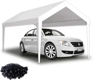 ESPIDOO 10x20ft Carport Canopy Cover: Waterproof UV Protected Replacement Tarp with 72 Elastic Buckles for Garage Shelter - Heavy-Duty PE Fabric for Outdoor Vehicle & Equipment Protection