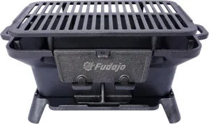 ESPIDOO Cast Iron Grill Outdoor Portable: Heavy-Duty Enameled Charcoal BBQ Griddle for Camping, Tailgating & Picnics - Compact Tabletop Hibachi Stove for Searing Meats & Vegetables