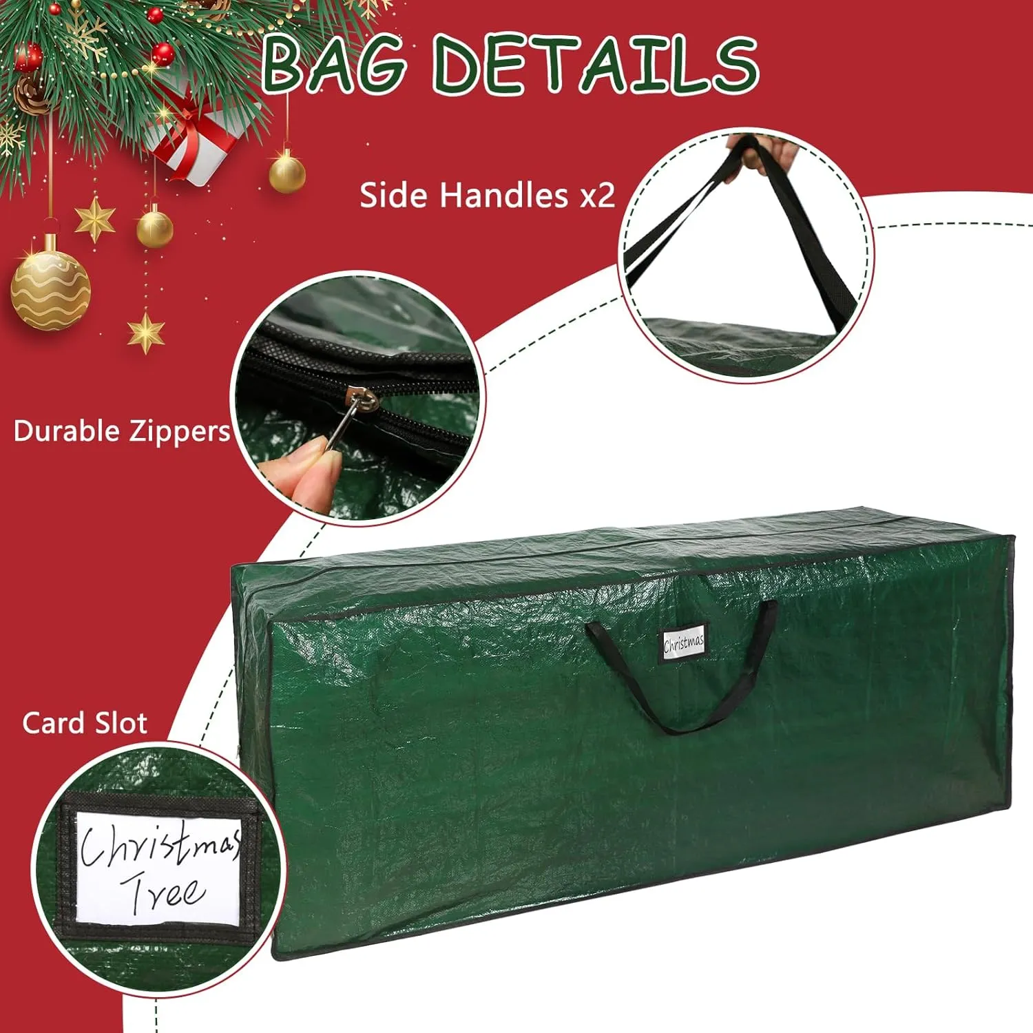 Falflor 4Pcs Christmas Tree Storage Bag&Ornament Organizer Box Holiday Storage Containers Christmas Wreath Storage Bag