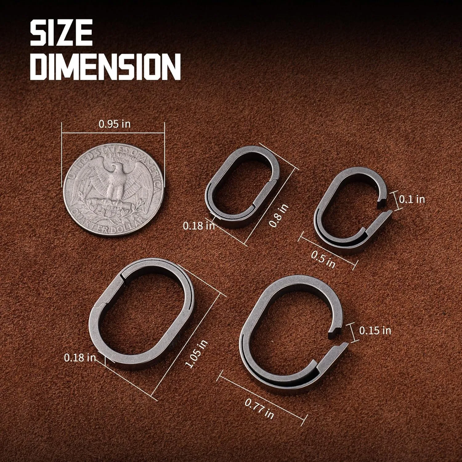 FEGVE Titanium Small Key Chain Rings, Quick Release Connecting Keychain Mini Carabiner for Keys Wristlet Bag
