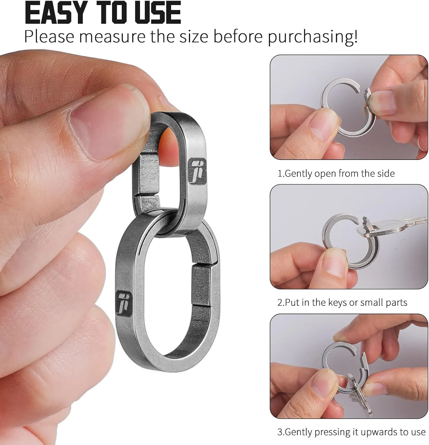 FEGVE Titanium Small Key Chain Rings, Quick Release Connecting Keychain Mini Carabiner for Keys Wristlet Bag