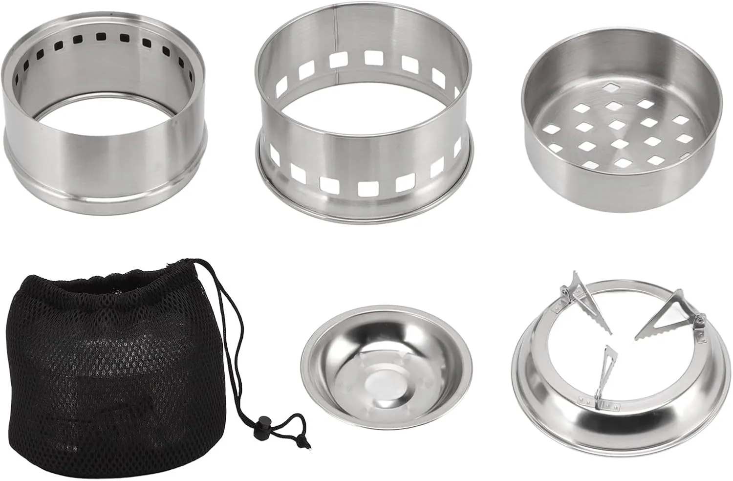 flexman Mini Alcohol Stove, Portable Stainless Steel Campfire Stove with Storage Bag for Camping Barbecue Stove, Mini Electric Stove, Household Kitchen Cooker (Round)