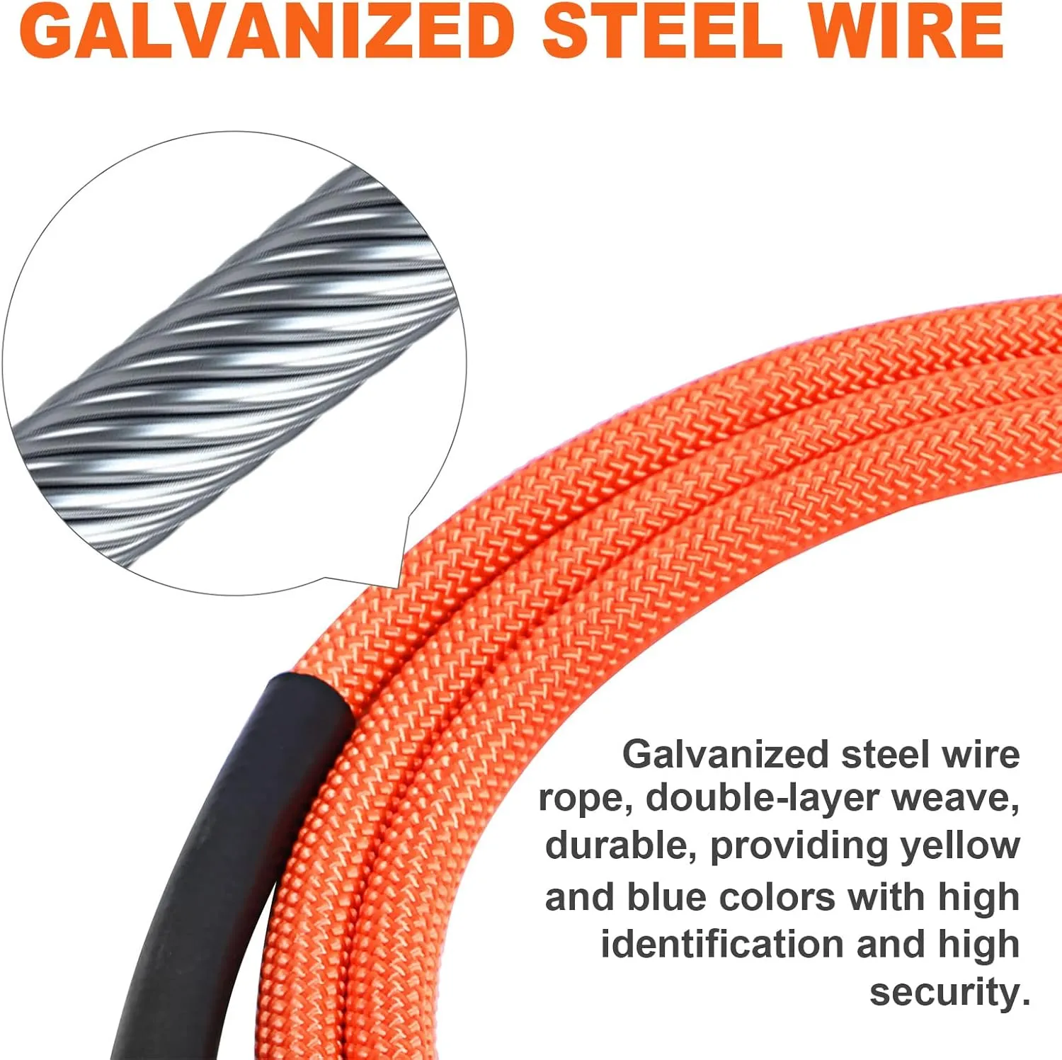 Flip Line, Wire Core Flipline 1/2" X 14', Wire Core Flip Line Kit with Triple Lock Carabiner Adjuster, Steel Swivel Snap, Climbing Flipline for Fall Protection, Arborist, Tree Climbers