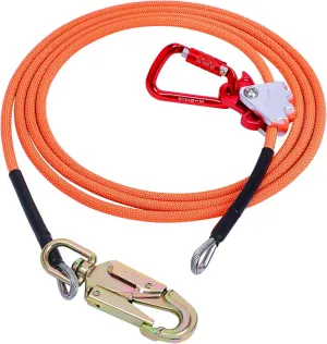 Flip Line, Wire Core Flipline 1/2" X 14', Wire Core Flip Line Kit with Triple Lock Carabiner Adjuster, Steel Swivel Snap, Climbing Flipline for Fall Protection, Arborist, Tree Climbers
