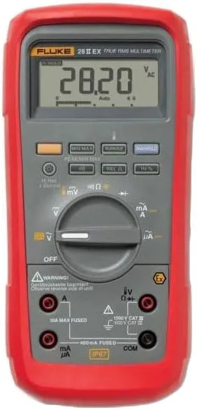 Fluke 28IIEX/ETL Intrinsically Safe True-Rms Digital Multimeter, LCD Display, -200 to  1090 Degrees C Temperature Range, 7.8" Length x 3.93" Width x 2.5" Height