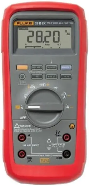 Fluke 28IIEX/ETL Intrinsically Safe True-Rms Digital Multimeter, LCD Display, -200 to  1090 Degrees C Temperature Range, 7.8" Length x 3.93" Width x 2.5" Height
