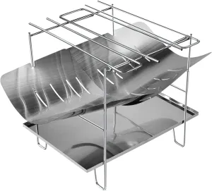Folding campfire grill,Camping Fire Pit,outdoor wood stove burner, 304 stainless steel, suitable for outdoor camping and hiking, with ash chassis and storage bag