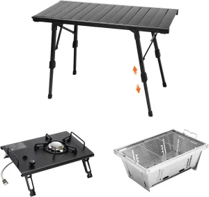 Folding Camping Table   Camping Stoves   Charcoal Grill, Outdoor IGT Cook System with Carry Bag, IGT Table for BBQ Beach Backyard