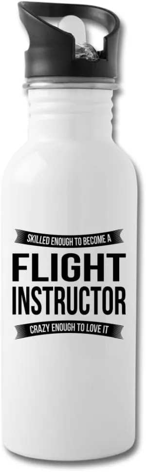 Funny Flight Instructor Water Bottle For Men Women New Job Gifts Appreciation 20 fl oz Bottle White