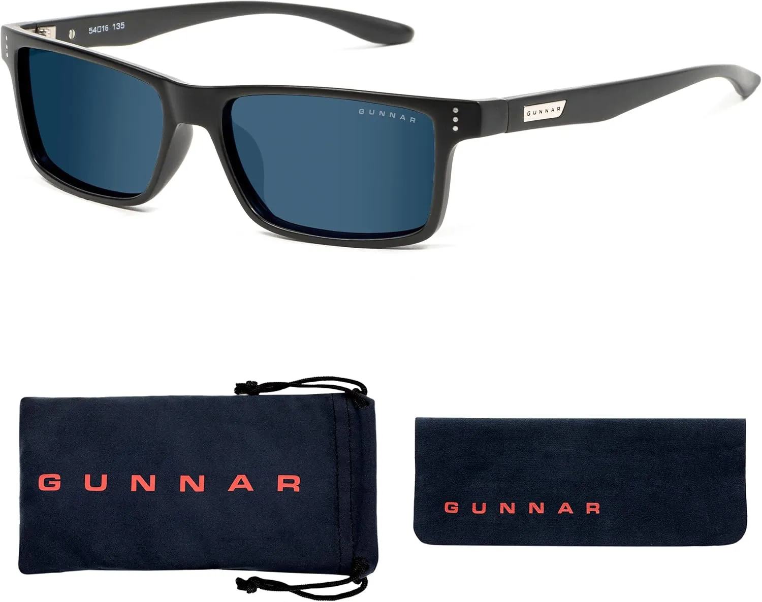 Gaming Glasses | Blue Light Blocking Glasses | Vertex/Onyx by Gunnar | Patented 90% Blue Light & Sun Protection (100% UVA/UVB), 100% UV Light, Anti-Reflective to Protect & Reduce Eye Strain & Dryness