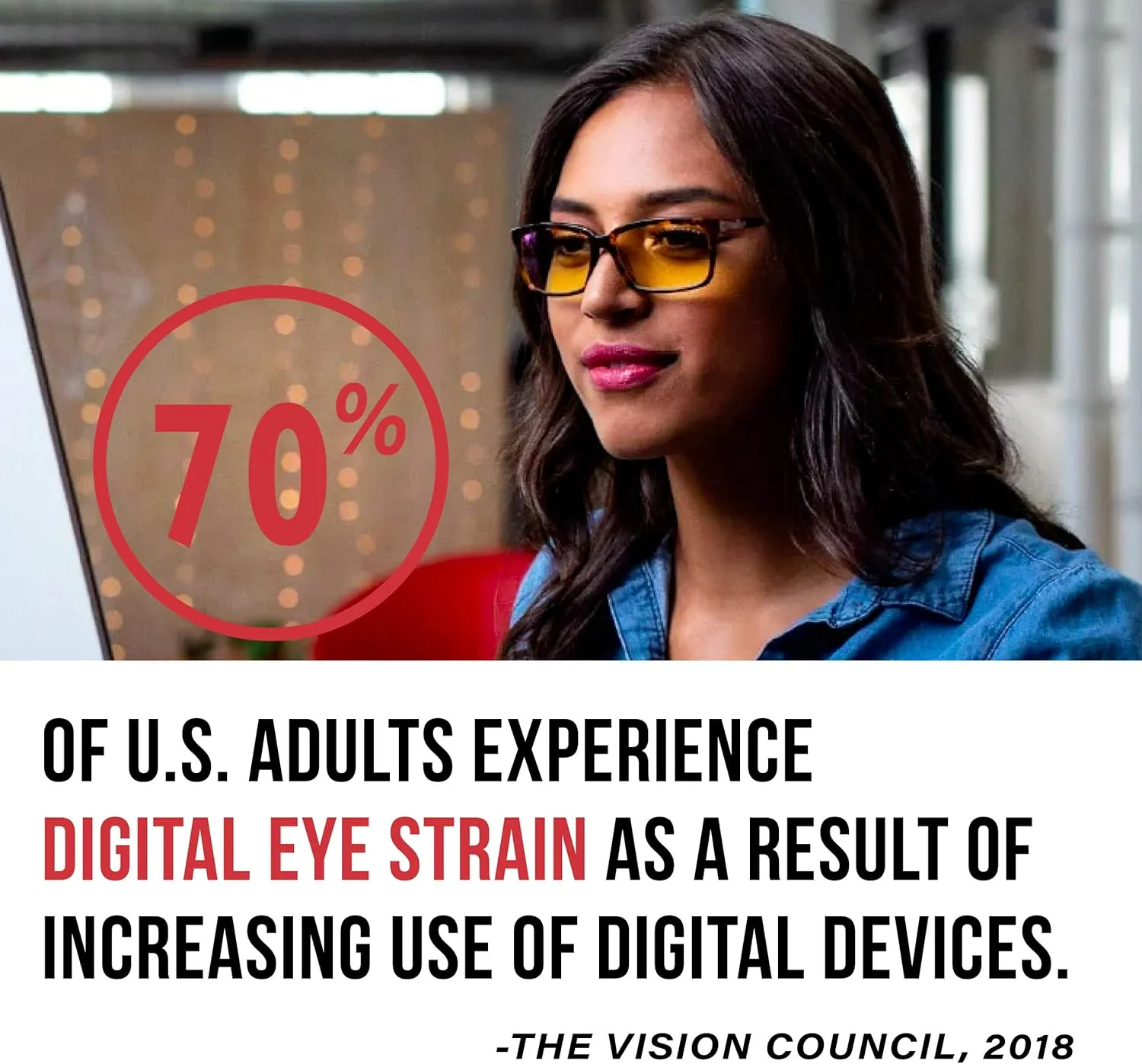 Gaming Glasses | Blue Light Blocking Glasses | Vertex/Onyx by Gunnar | Patented 90% Blue Light & Sun Protection (100% UVA/UVB), 100% UV Light, Anti-Reflective to Protect & Reduce Eye Strain & Dryness