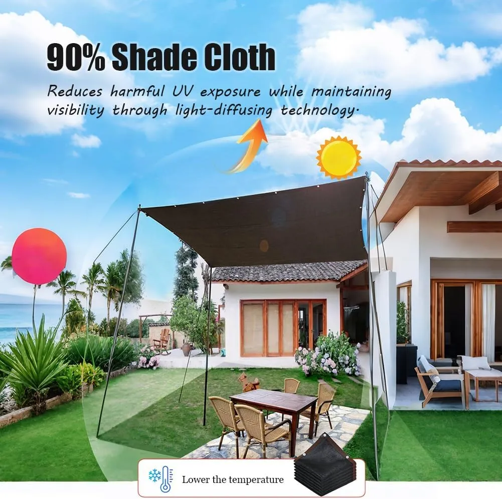 Garden Shade Cloth,50% Shade Cloth with Grommets,Outdoor Woven Mesh Tarp Sun Screens for Patio, Garden, DIY Home, Plants Cover, Greenhouse, Dog Kennel(3x15m/9.8x49.2ft)