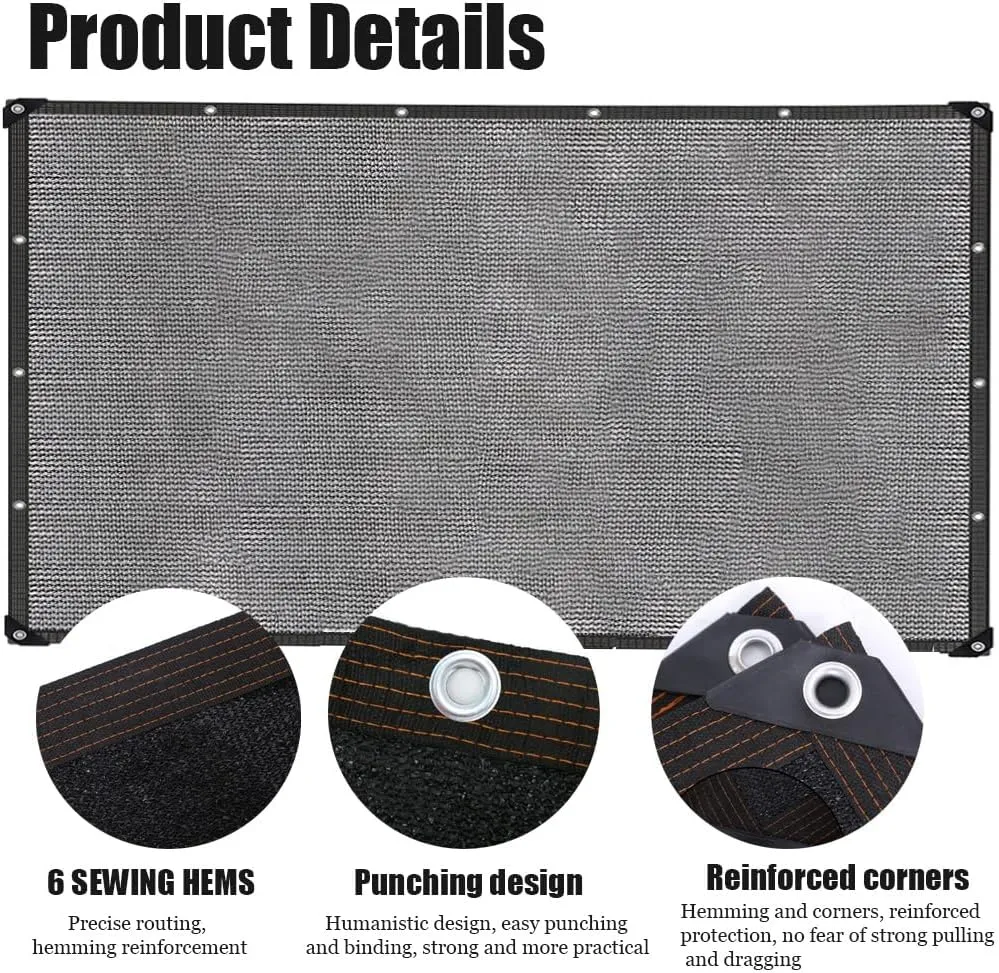 Garden Shade Cloth,50% Shade Cloth with Grommets,Outdoor Woven Mesh Tarp Sun Screens for Patio, Garden, DIY Home, Plants Cover, Greenhouse, Dog Kennel(3x15m/9.8x49.2ft)