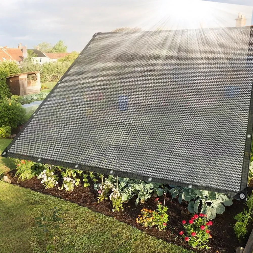 Garden Shade Cloth,50% Shade Cloth with Grommets,Outdoor Woven Mesh Tarp Sun Screens for Patio, Garden, DIY Home, Plants Cover, Greenhouse, Dog Kennel(3x15m/9.8x49.2ft)