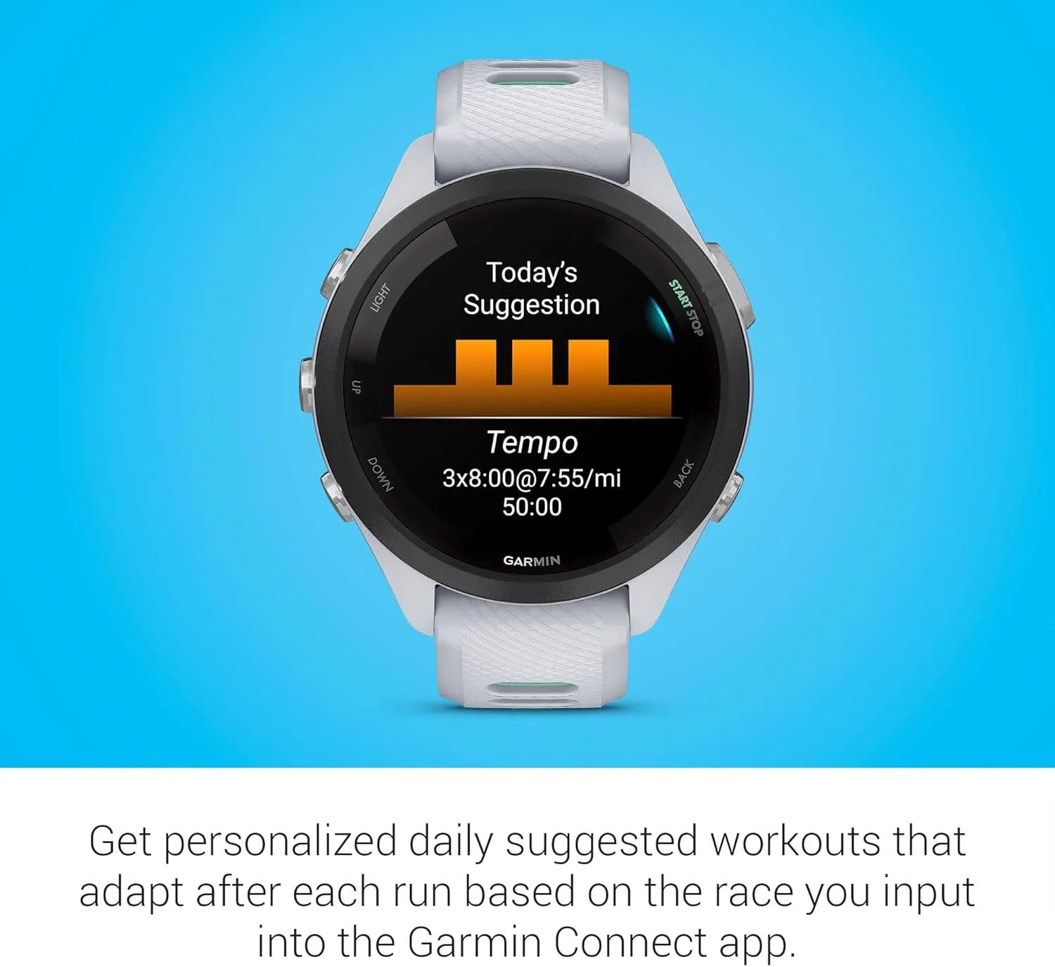 Garmin Forerunner 265S Advanced Multisport Touchscreen Smartwatch, Whitestone, Heart Rate Monitor, Daily Suggested Workouts, Up to 15 Day Battery Life - Signature Charging Bundle
