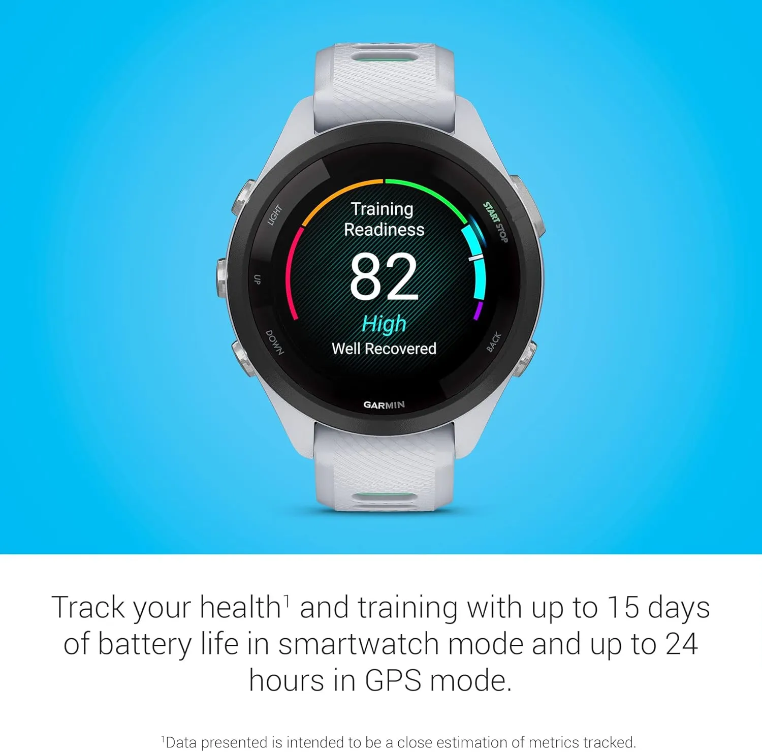 Garmin Forerunner 265S Advanced Multisport Touchscreen Smartwatch, Whitestone, Heart Rate Monitor, Daily Suggested Workouts, Up to 15 Day Battery Life - Signature Charging Bundle