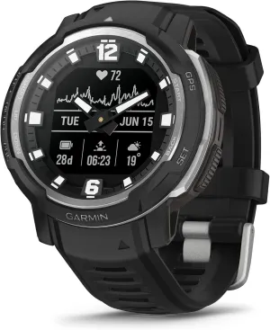 Garmin Instinct Crossover, Rugged Hybrid Smartwatch, Analog Hands and Digital Display, Black