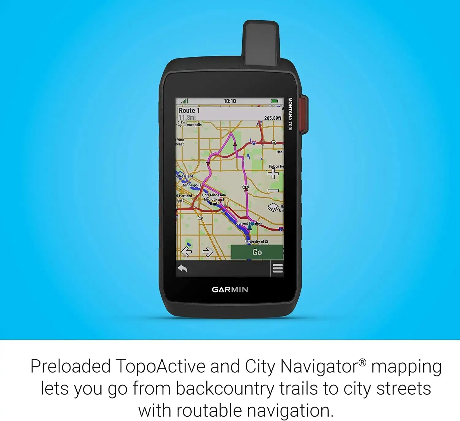 Garmin Montana 700i, Rugged GPS Handheld with Built-in inReach Technology | Mapping for Roads and Trails, Glove-Friendly 5" Color Touchscreen, Topo Maps, Multi-GNSS Support with Signature Series Case