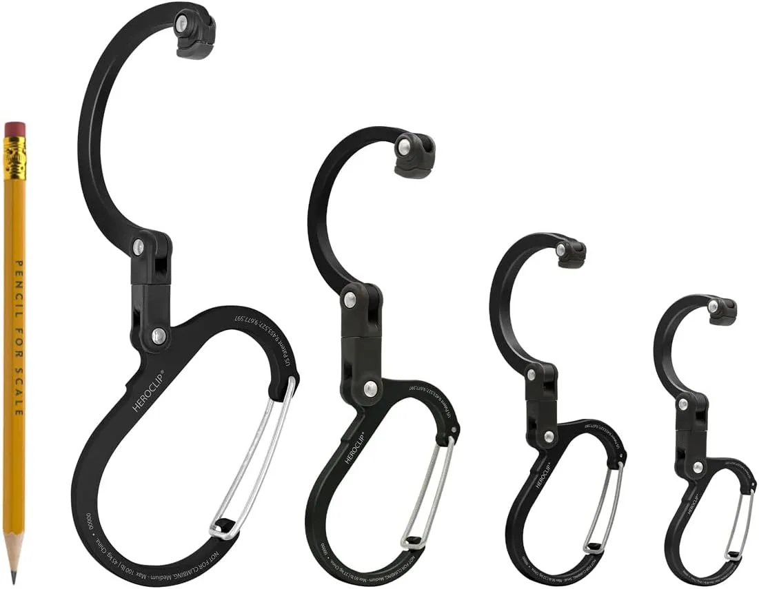GEAR AID HEROCLIP 360° Swivel Carabiner Gear Clip and Hook (Medium) for Camping, Backpack, Suitcases and Garage Organization