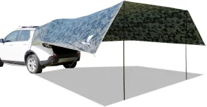 GEERTOP Large Car Awning Tarp for Camping Backpacking Tarp SUV Tailgate Truck Canopy Sun Shade Waterproof Outdoor Rear Vehicle Awning Shelter for Van, MPV, Campers