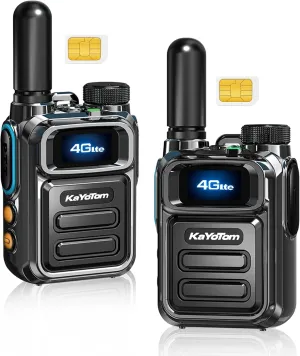 Global Walkie Talkies Unlimited Range POC 4G Nationwide Long Distance 5000 Miles PTT Push-to-Talk Over Cellular Handheld Long Range Two Way Radio for Team Management (2PCS with SIM)