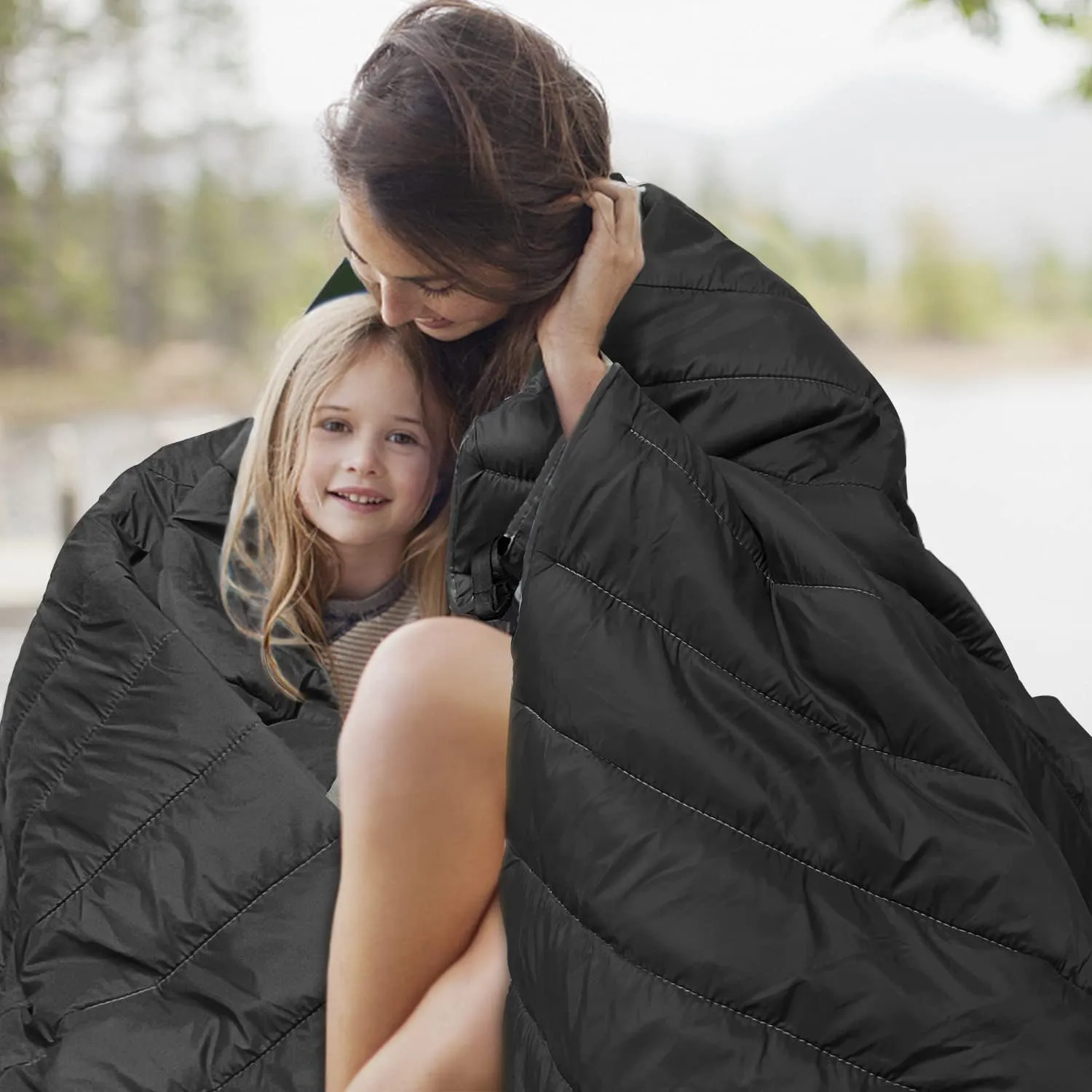 Gold Armour Camping Blanket - Puffy, Packable, Lightweight & Compact Insulated Camping Quilt for Outdoor - Backpacking, Beach, Stadium, Camp, Travel and Hiking Gear Essentials (Black)