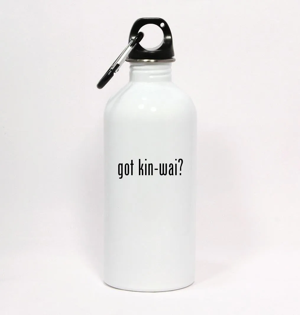 got kin-wai? - White Water Bottle with Carabiner 20oz
