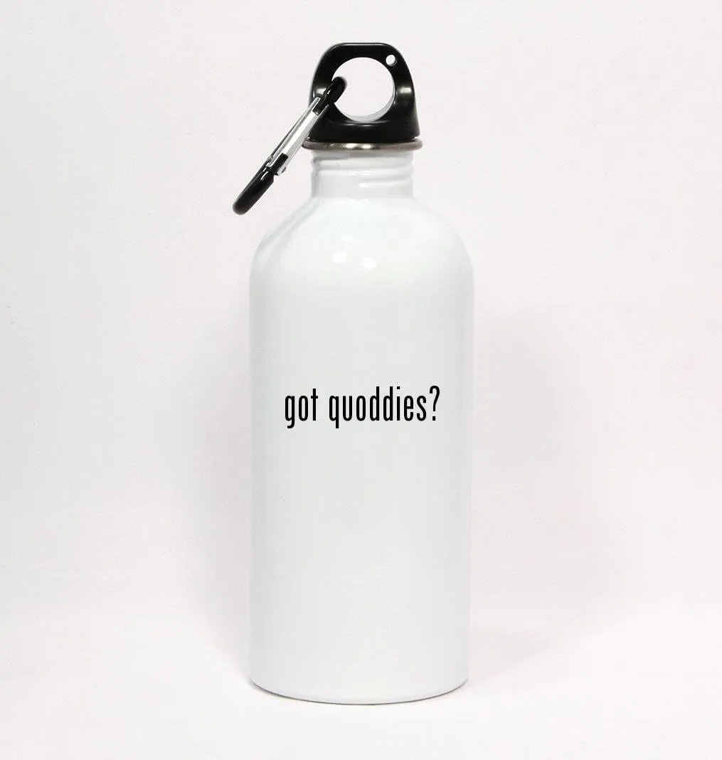 got Quoddies? - White Water Bottle with Carabiner 20oz