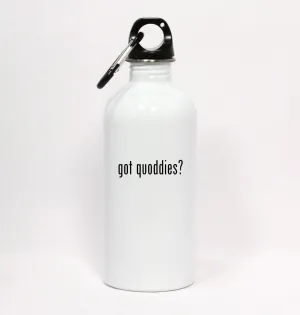 got Quoddies? - White Water Bottle with Carabiner 20oz