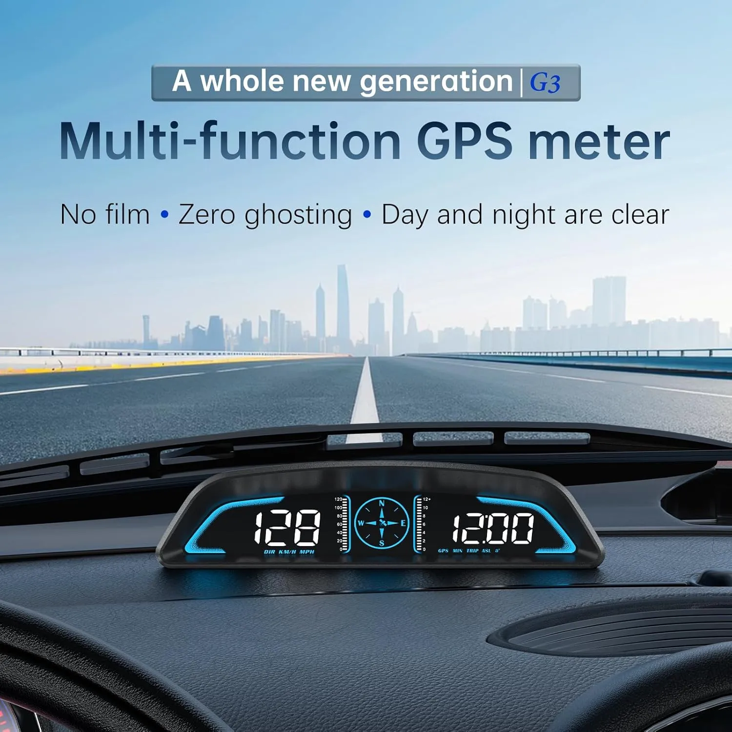 GPS Speedometer,Heads Up Display for Cars G3,Digital Speedometer for Car with Speed, Fatigue Driving Alarm,Overspeed Alarm,Speedometer for Car for All Vehicles