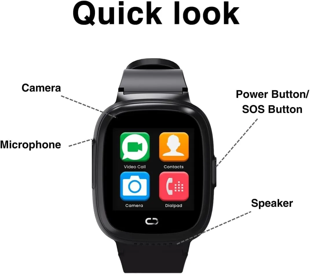 GPS Tracker for Kids Real-Time Tracking Device with SOS Button & 2-Way Speakerphone - Safety Electronics for Kids, Special Needs, Autism (Black)