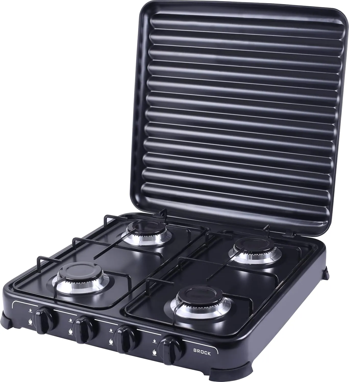 GS 2004 BK 4 Burner Gas Cooktop, Camping Stove, Steel